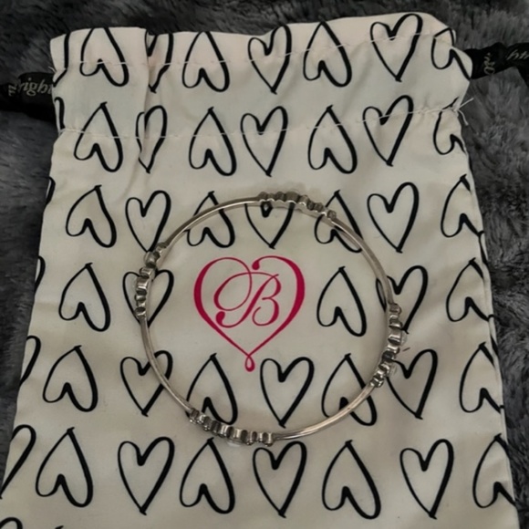 Brighton Bangle Bracelet  Silver w/pearl look, white and yellow stones - Picture 2 of 6